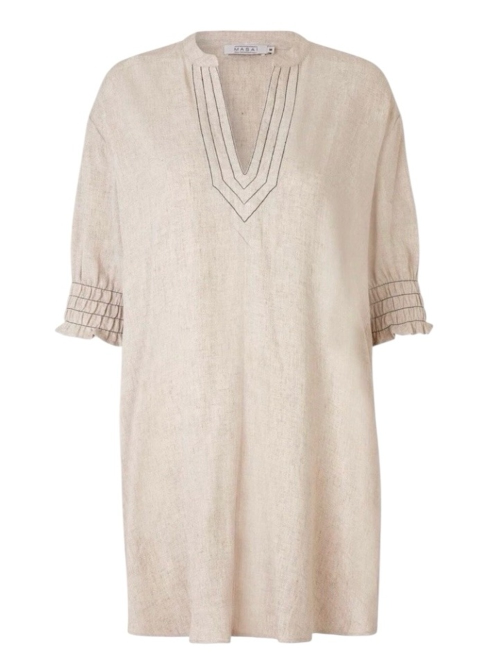 Masai Copenhagen Gianelle Women's Linen & Viscous Split Neck Tunic Top Size M